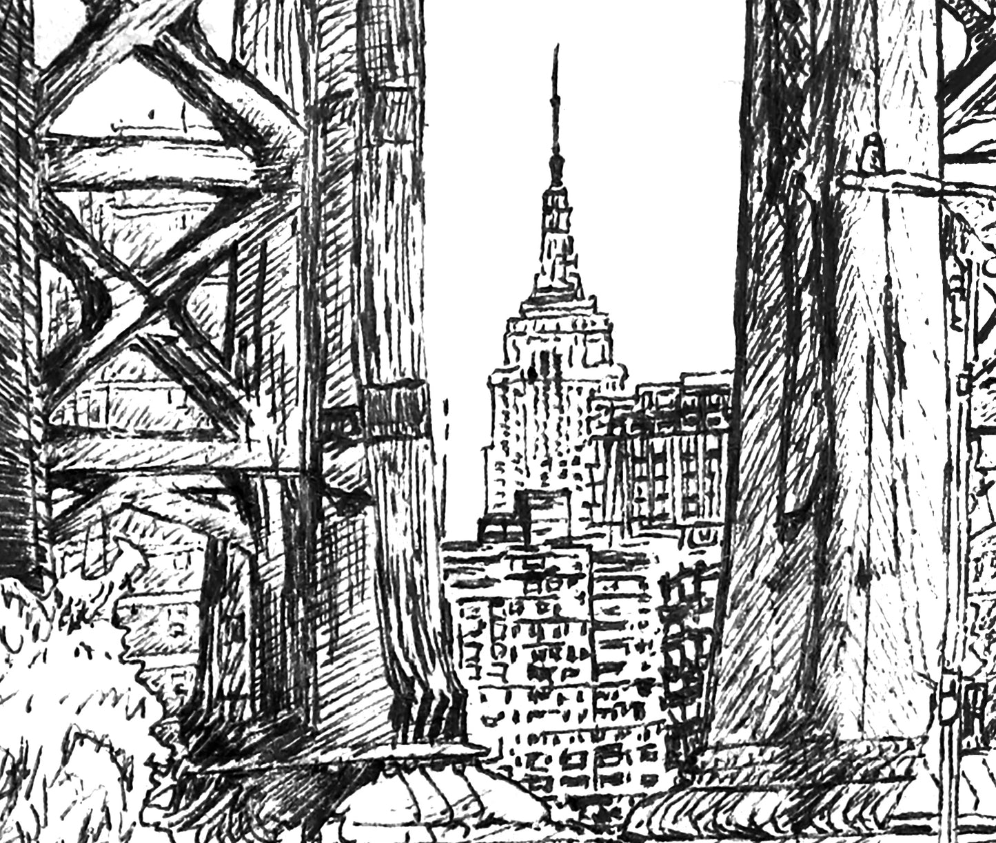 Pen drawing " Manhattan Bridge-NYC"