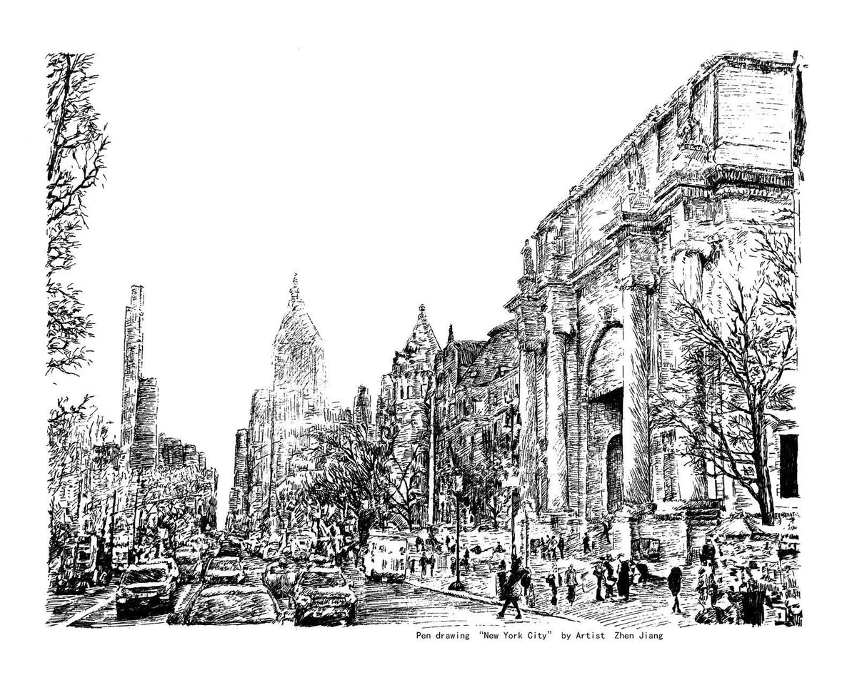 Pen drawing " The Nature History Museum--NYC"