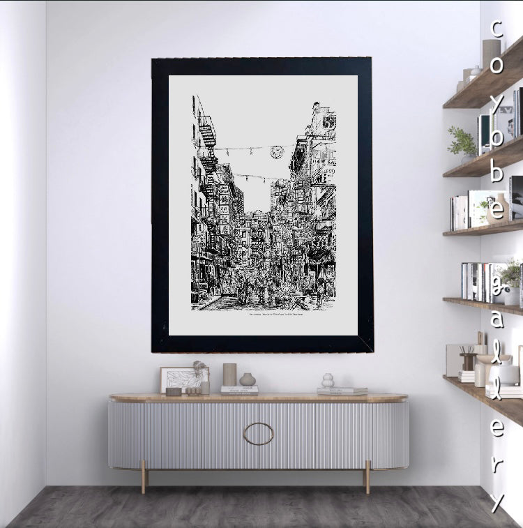 Pen drawing " China Town-NYC"