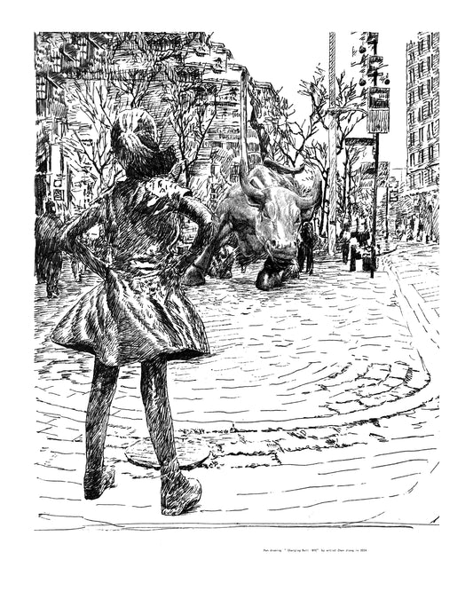 Pen drawing"Charging Bull - NYC"