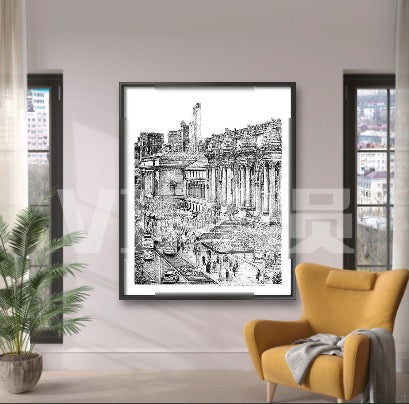 Pen drawing "MET Museum -NYC"