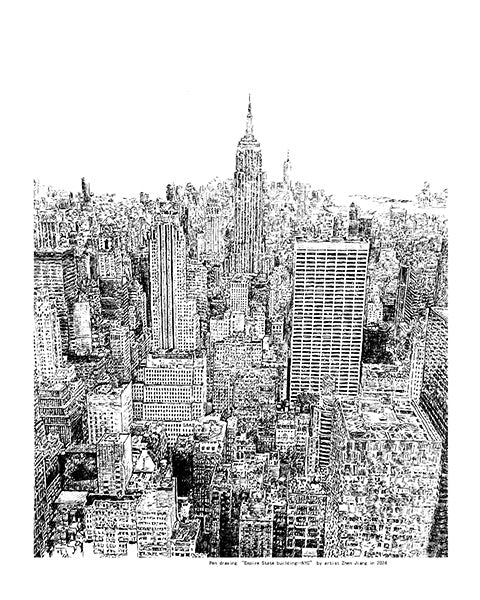 Pendrawing Empire State Building Aerial View