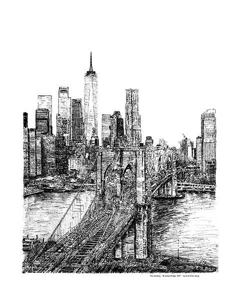 Pendrawing Brooklyn Bridge