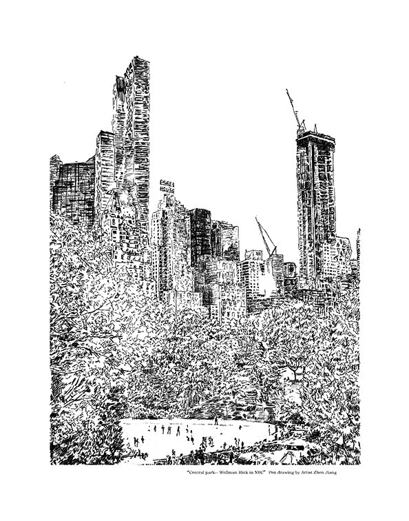 Pendrawing NYC Central Park Wollman Rink