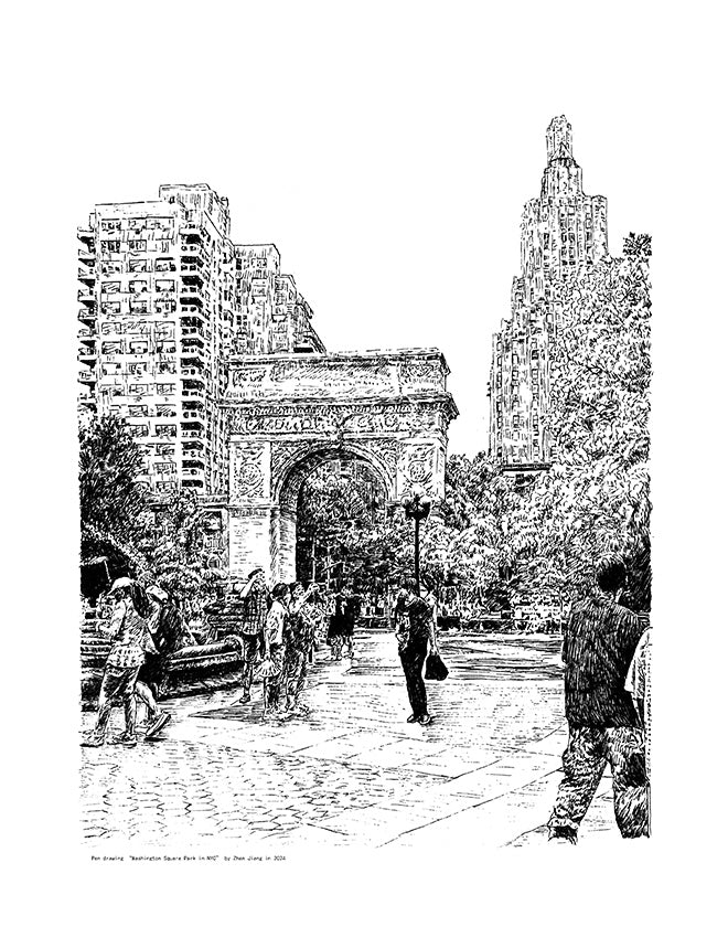 Pendrawing Washinton Spuare Park NYC