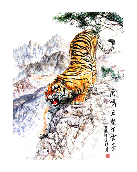 Tiger's roar in the ravine and down the cloudy peaks