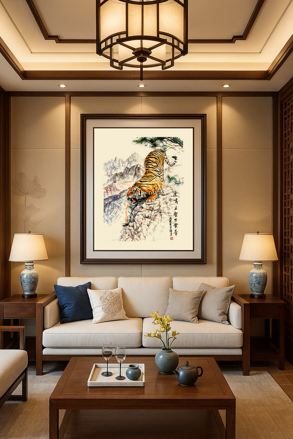 Tiger's roar in the ravine and down the cloudy peaks